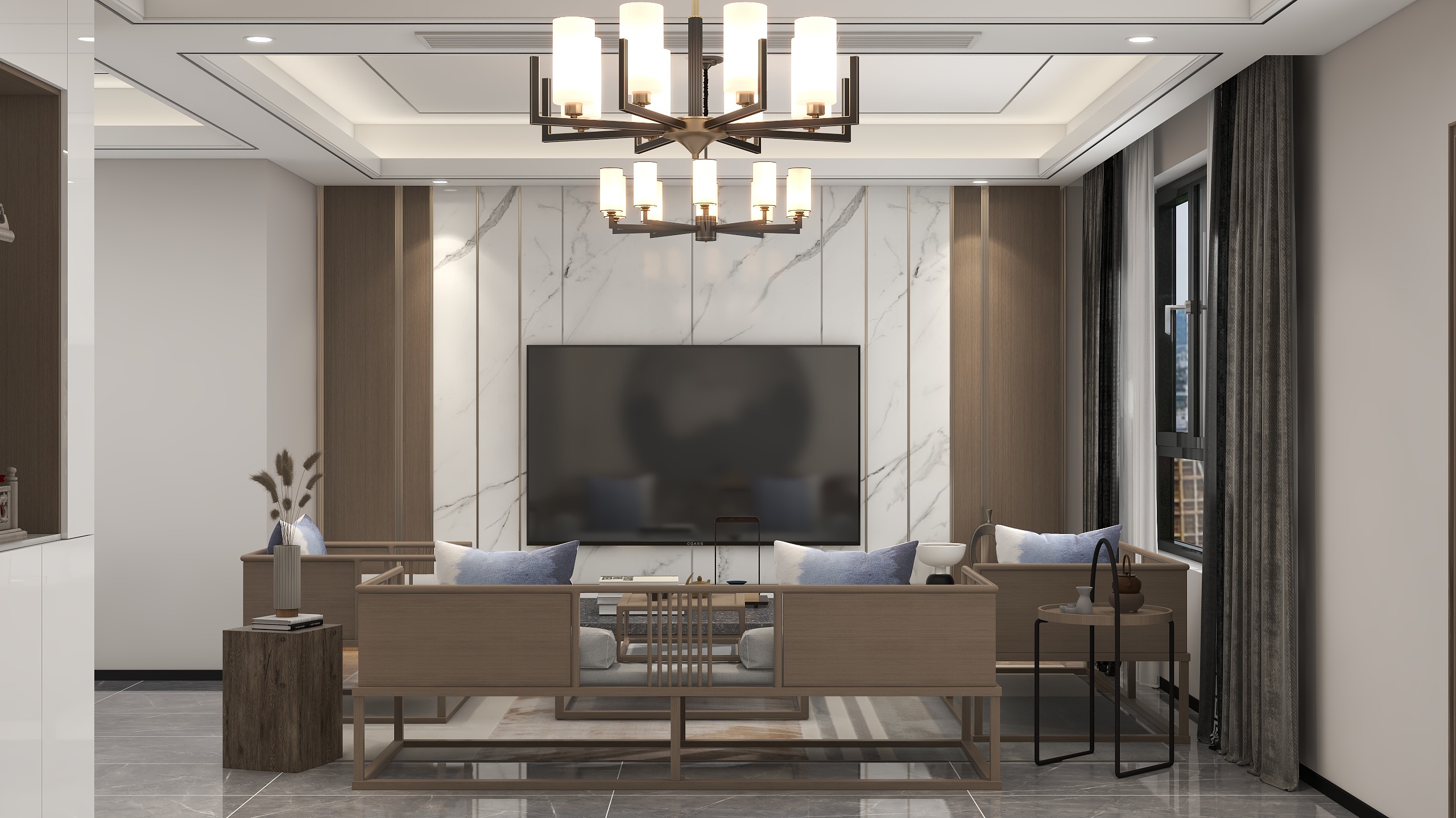 塑梧设计-【素光】-125方新中式全屋设计装修效果图