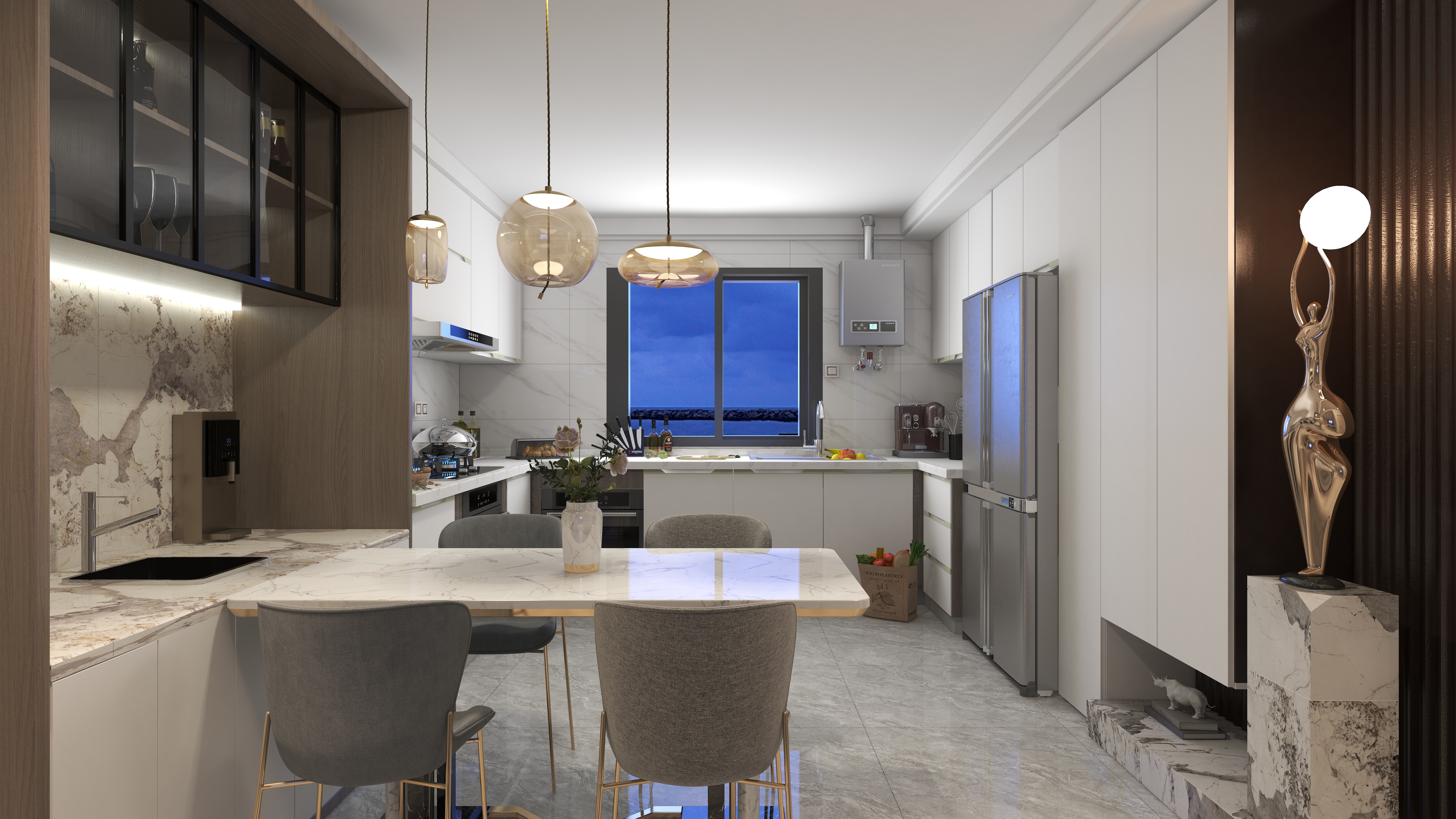 藕泥仔仔-98平现代黑白灰。敢即-装修设计方案