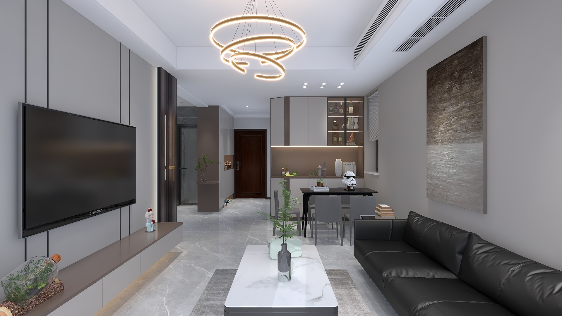 刘安明-两层别墅--黑白灰-深色调-酩悦都会-装修设计方案