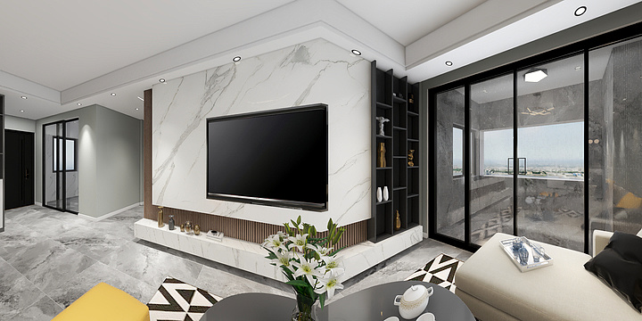 根创设计YARU-德信海德公园83.00㎡A2’3室2厅1卫1厨-装修设计方案