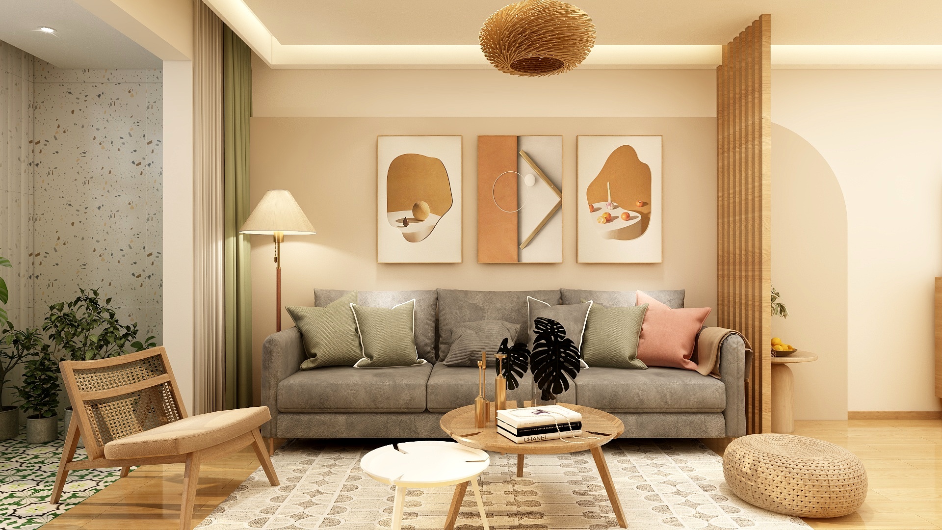 一品设计YP-102㎡-原木装修效果图