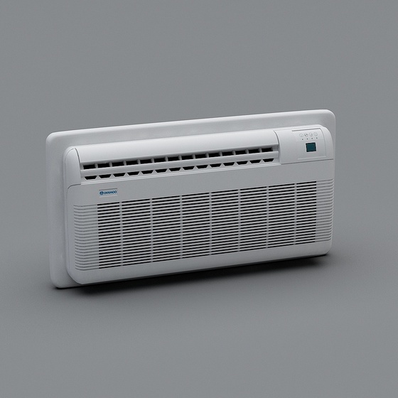 Black Wall-Mounted Air Conditioner 3D Model