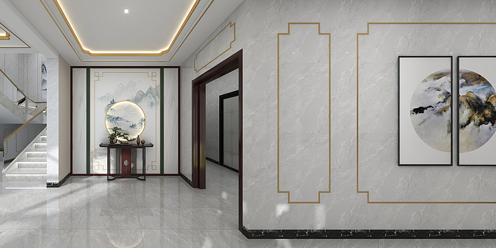 室内设计室-小周-新中式效果图-装修设计方案