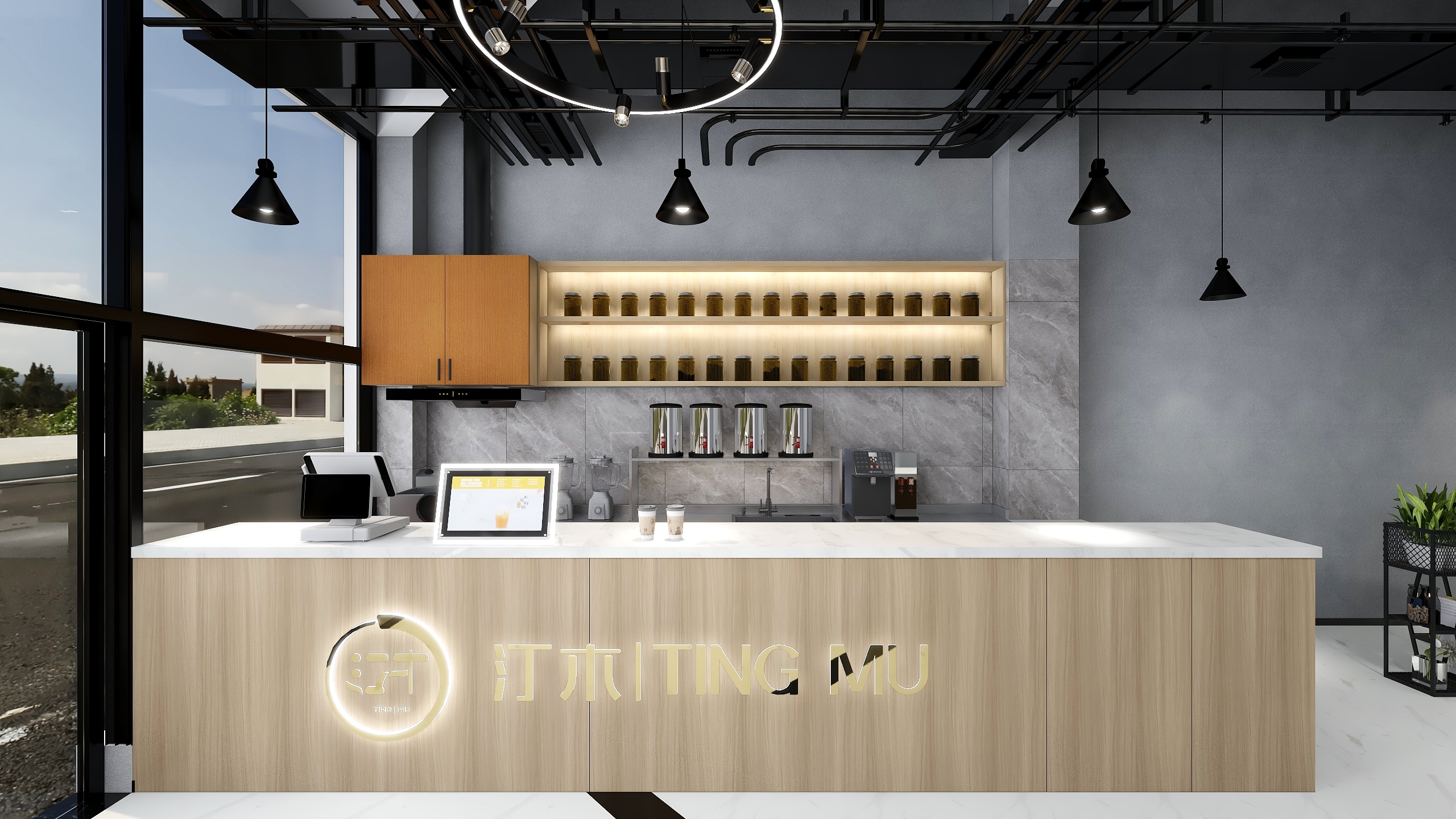 鲜云洲-70平工业风饮品店-装修设计方案