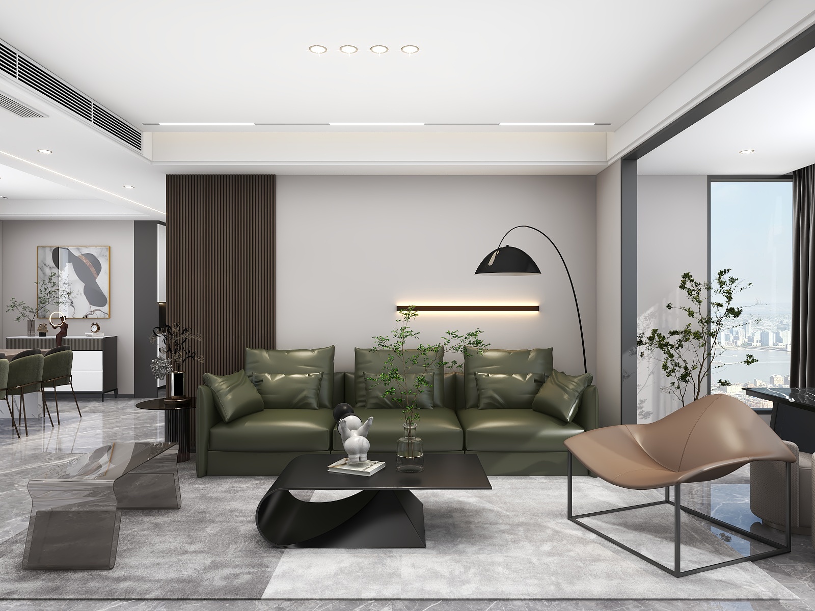 吴爽-现代黑白灰四室大平层设计装修效果图