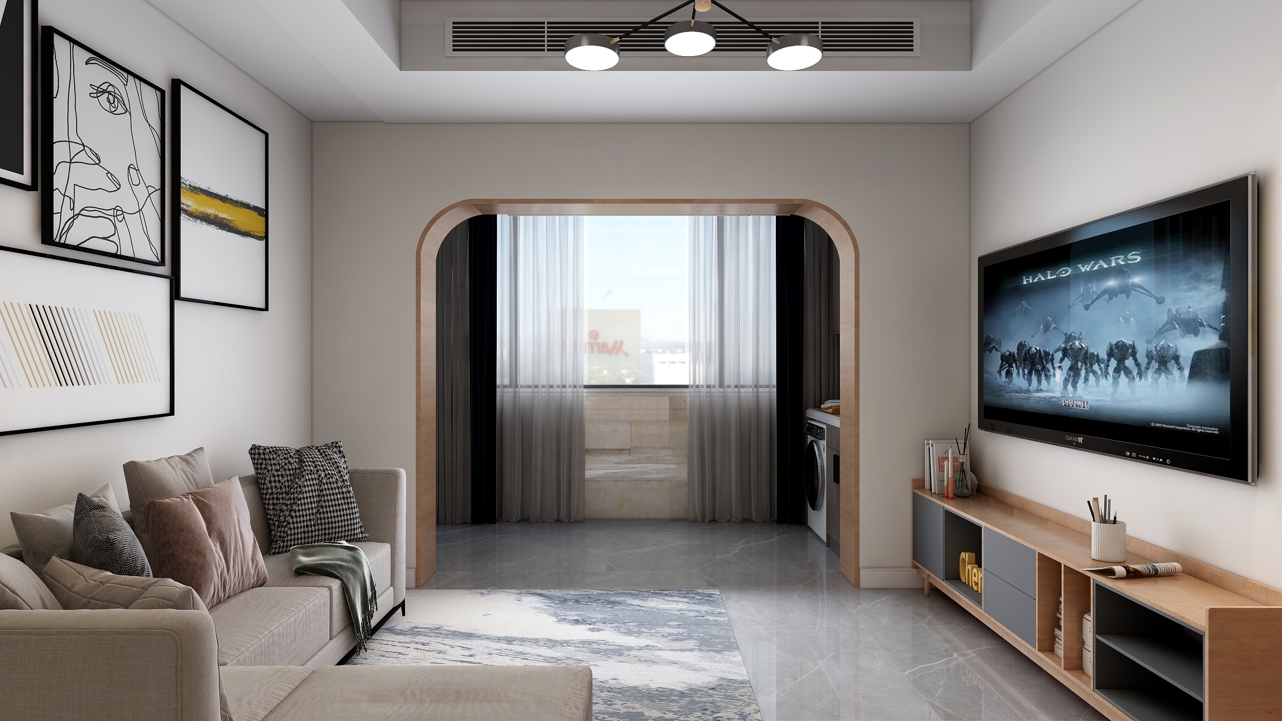 程工.自建房研究所-南方产业园安置房A2户型86方现代极简3室2厅1厨1卫-装修设计方案