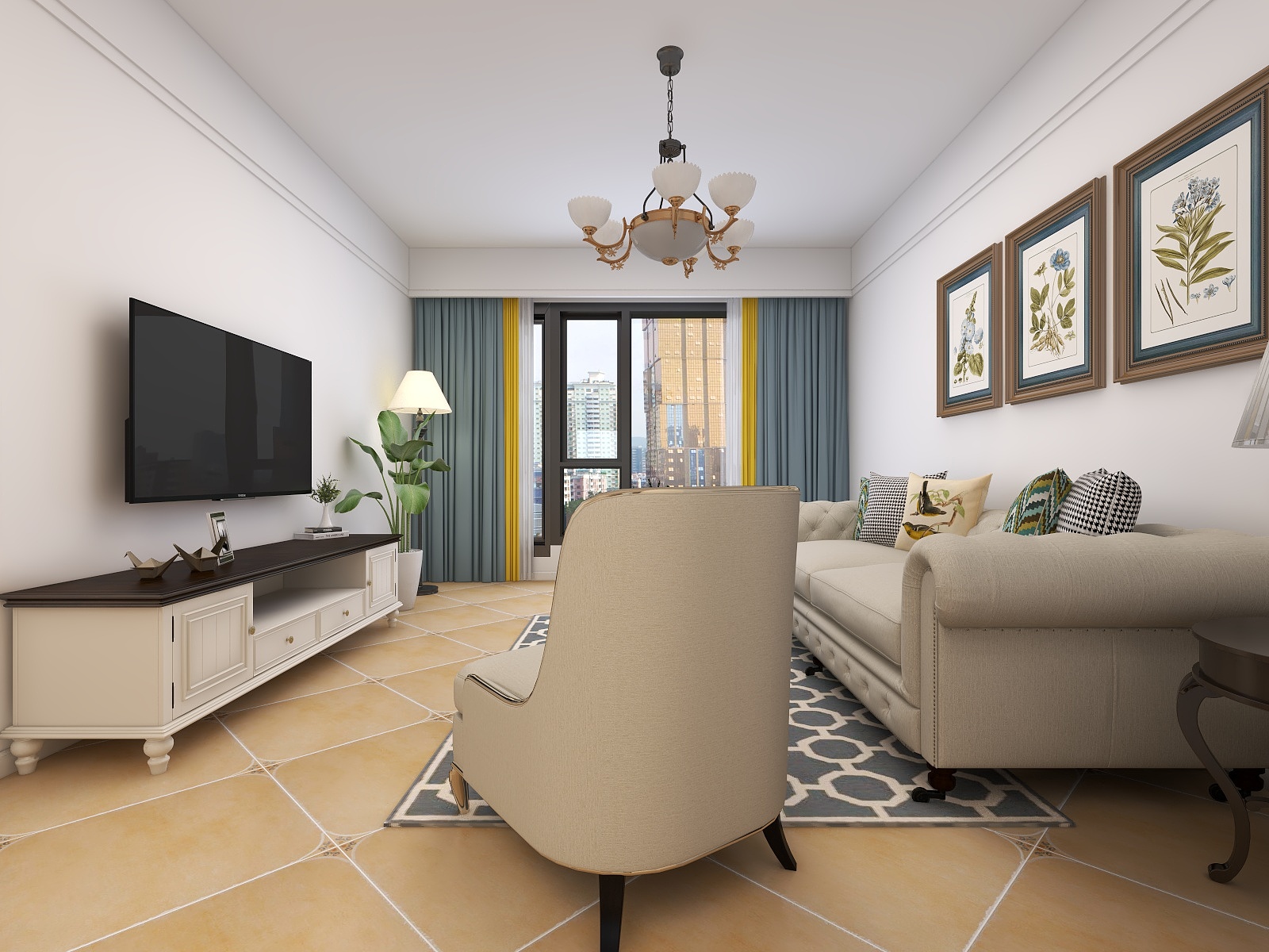 湛智华-美式83平2房装修效果图