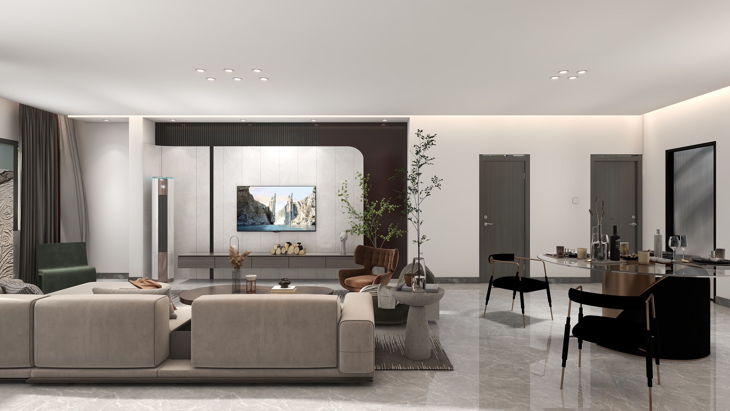 田鑫淼kgl-中央空调无主灯现代风格139平-装修设计方案