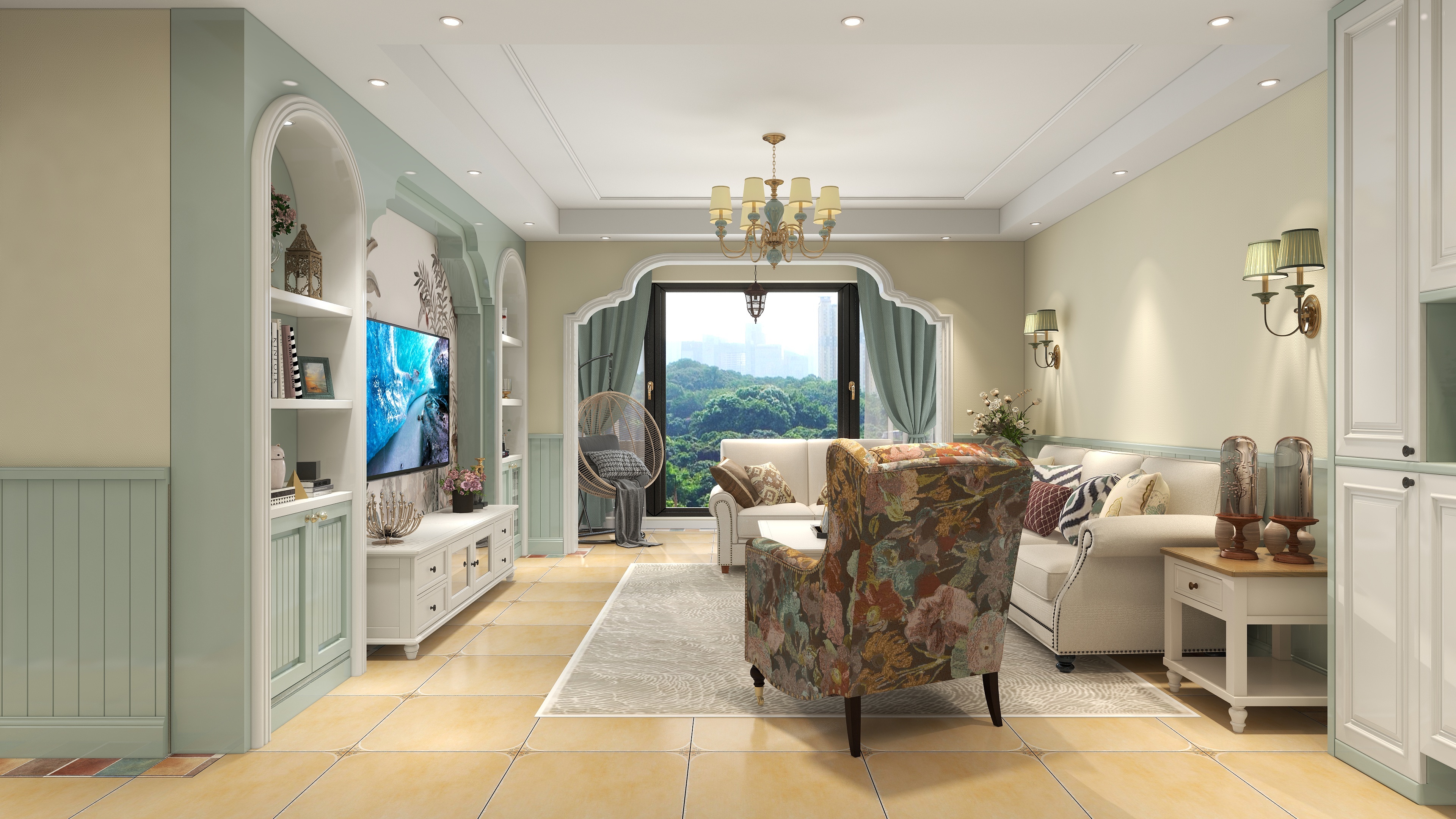 Orange桔桔-田园风格四居室装修效果图