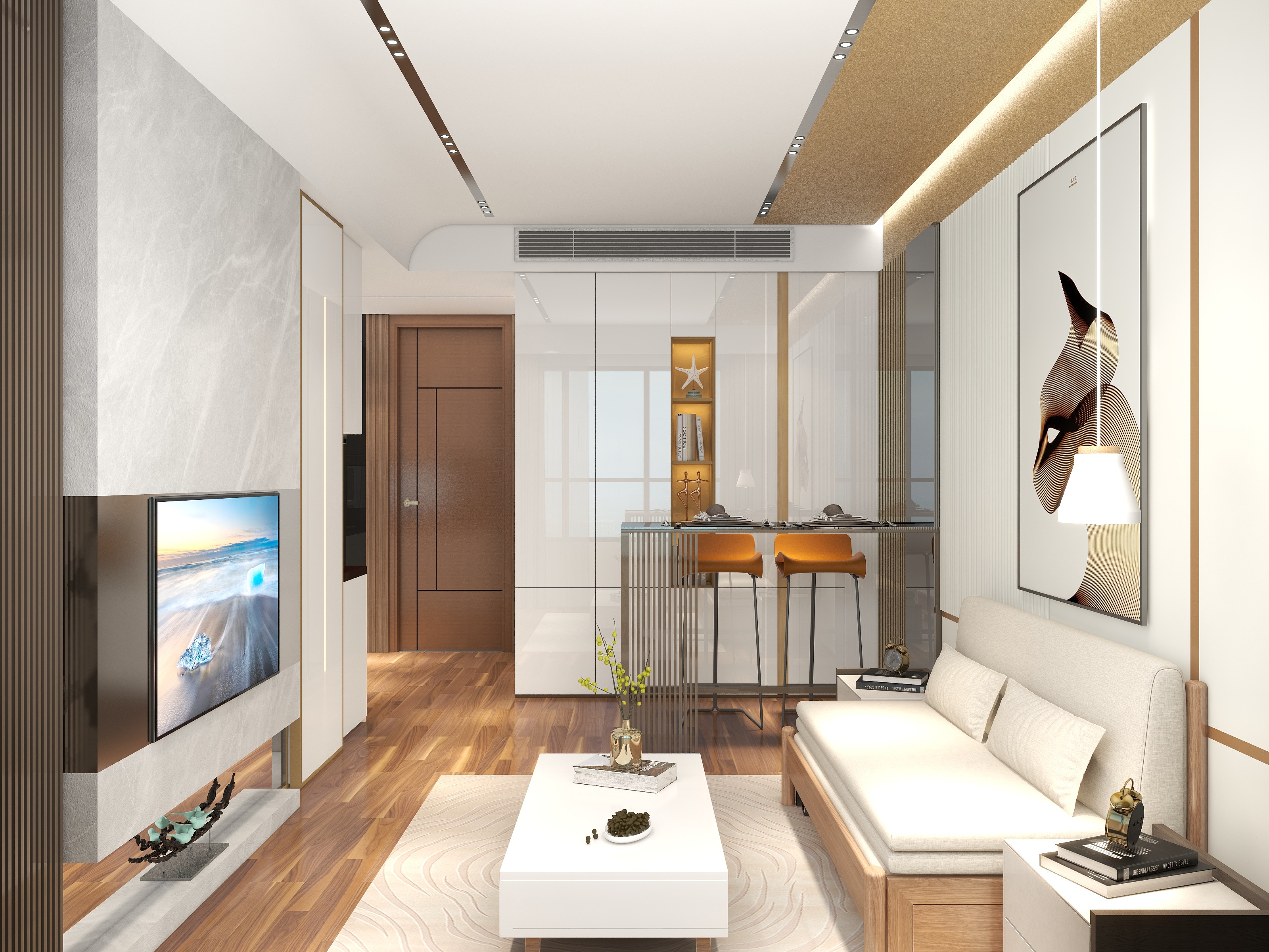 廸偉-二人現代小居-26方現代風開放式装修效果图