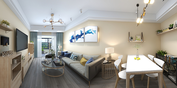 安起燃-德信海德公园83.00㎡A2’3室2厅1卫1厨-装修设计方案