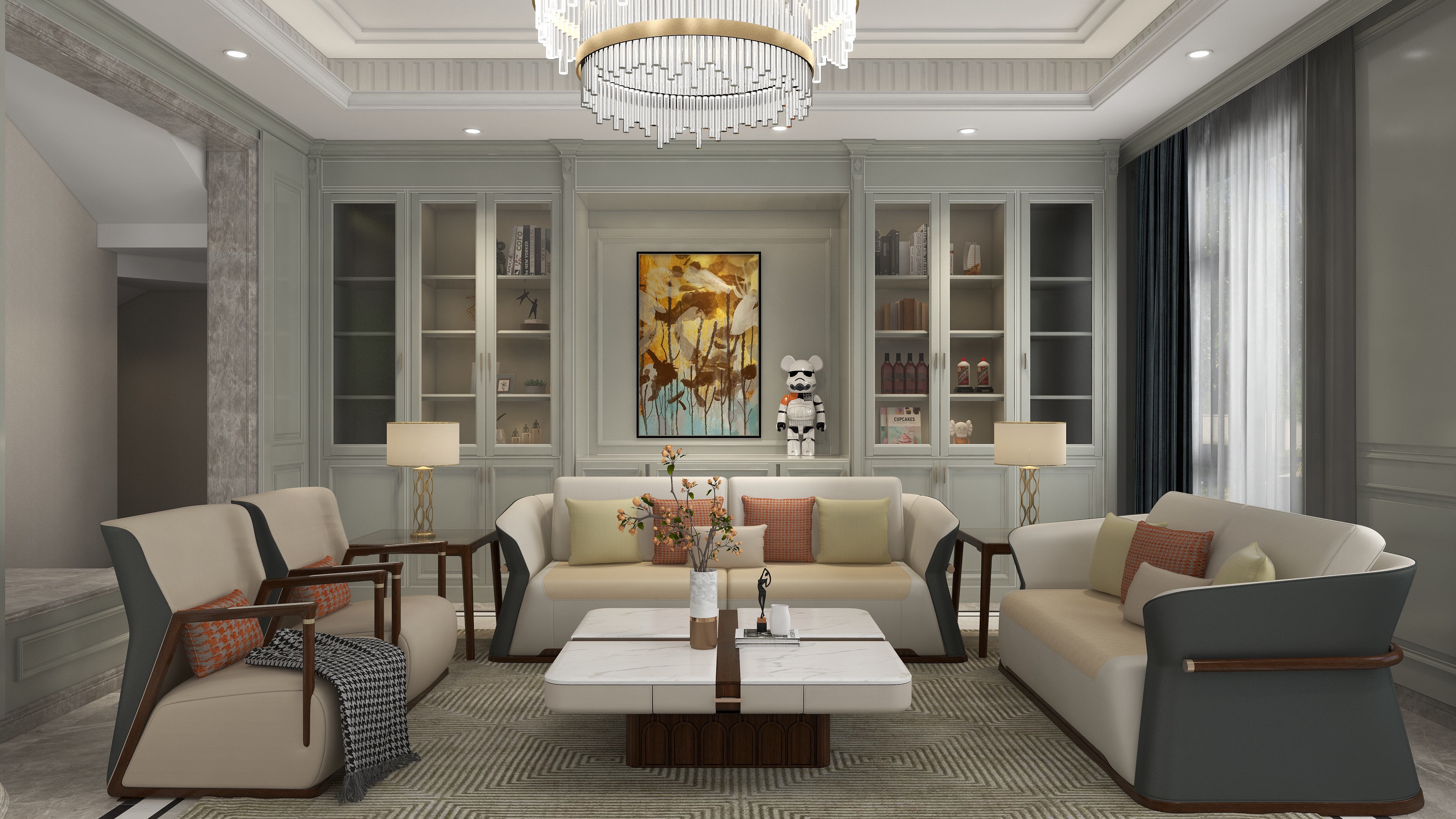 青岛亚振Lily-轻奢软装方案装修效果图