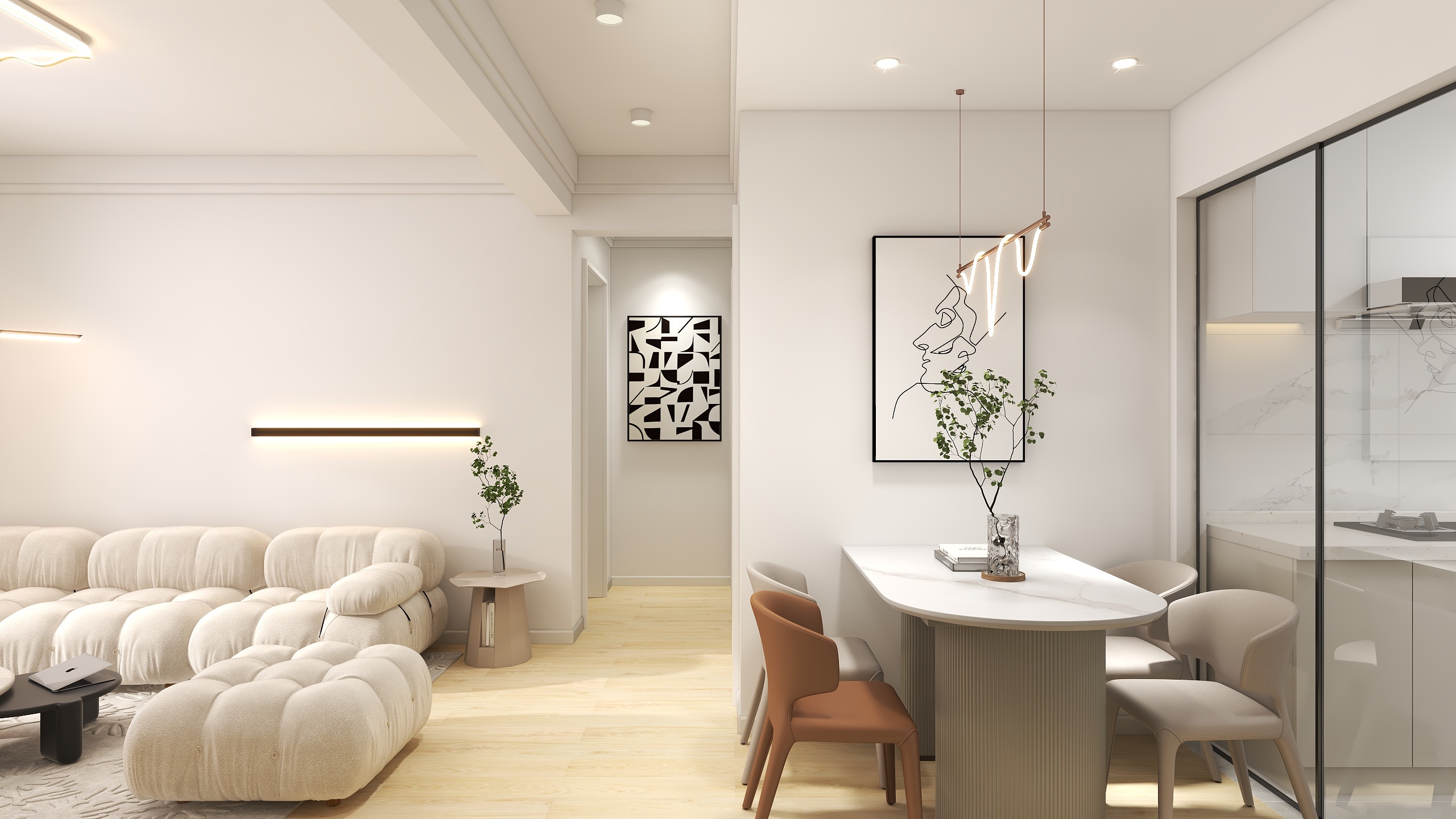 阿海视觉表现-富春山居奶油-装修设计方案