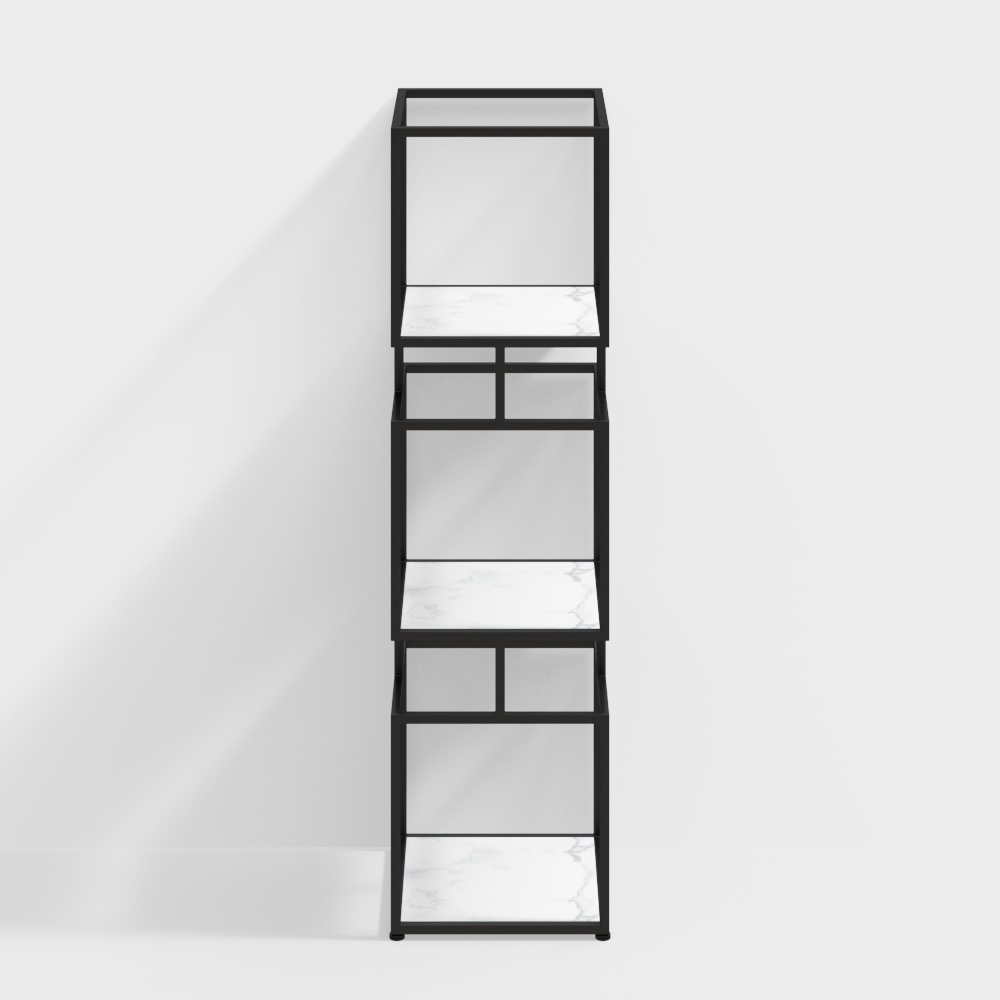 Librería moderna de cubos negros de 3 niveles con estante de exhibición de torre de metal