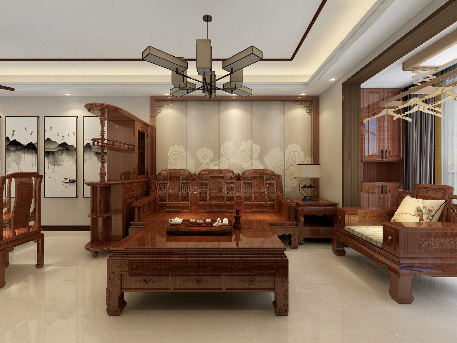 湛智华-中式93平3房装修效果图