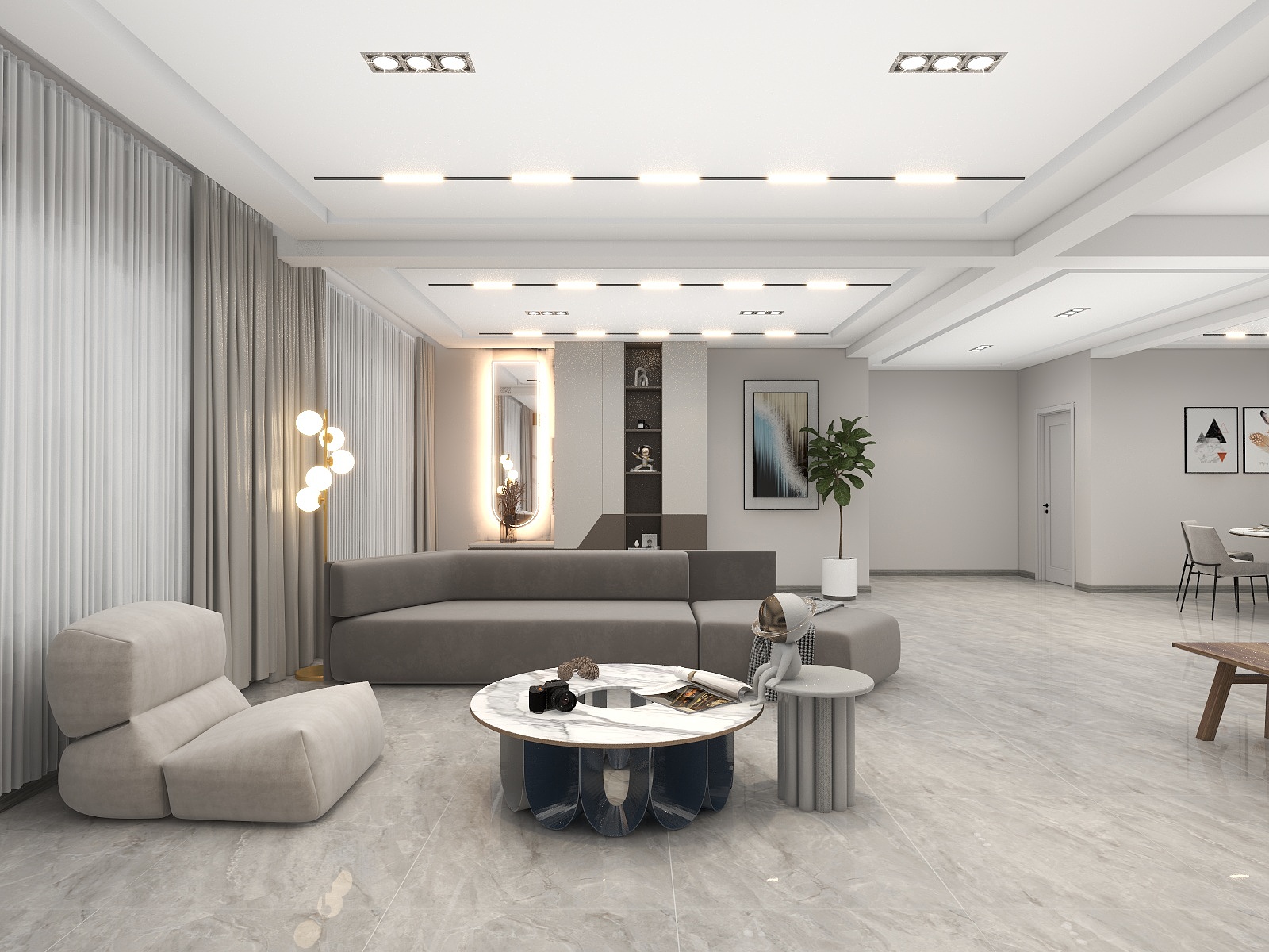 吴爽-现代简约风格三室设计装修效果图