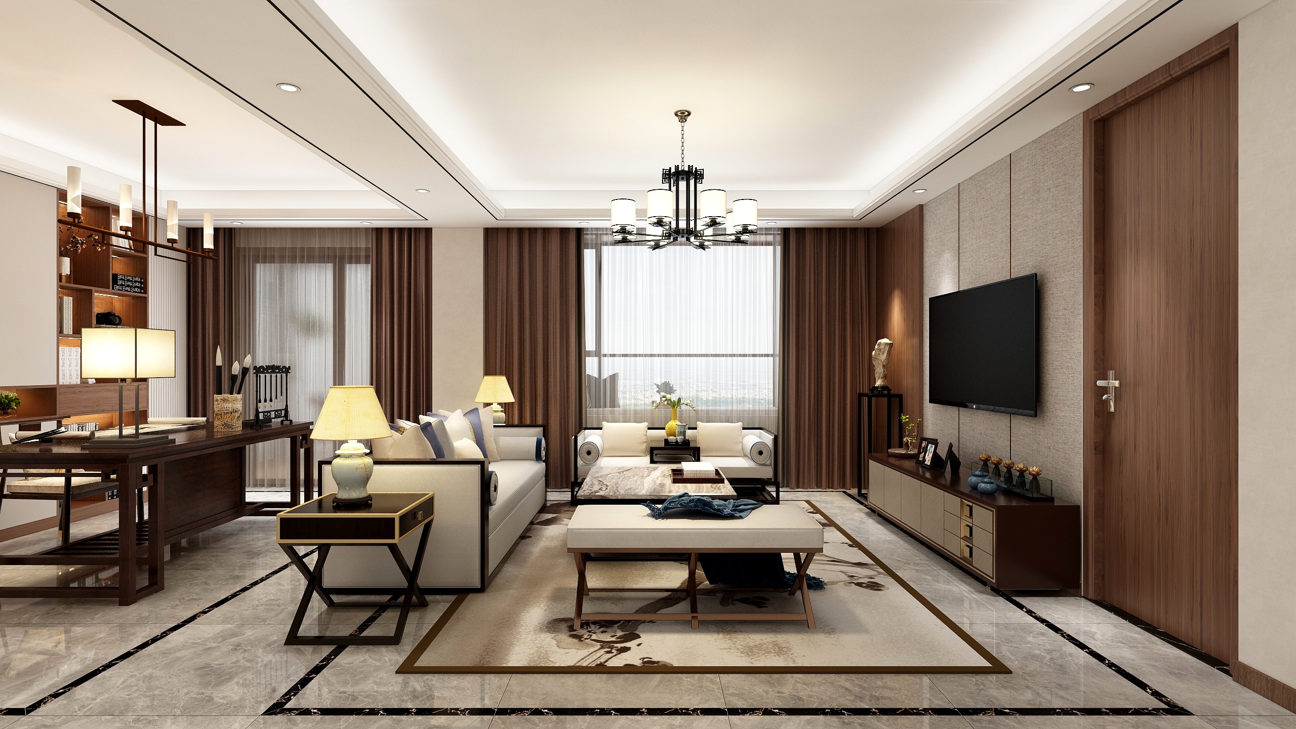 花非花4165-歌尔观云里 新中式 173平四室-装修设计方案