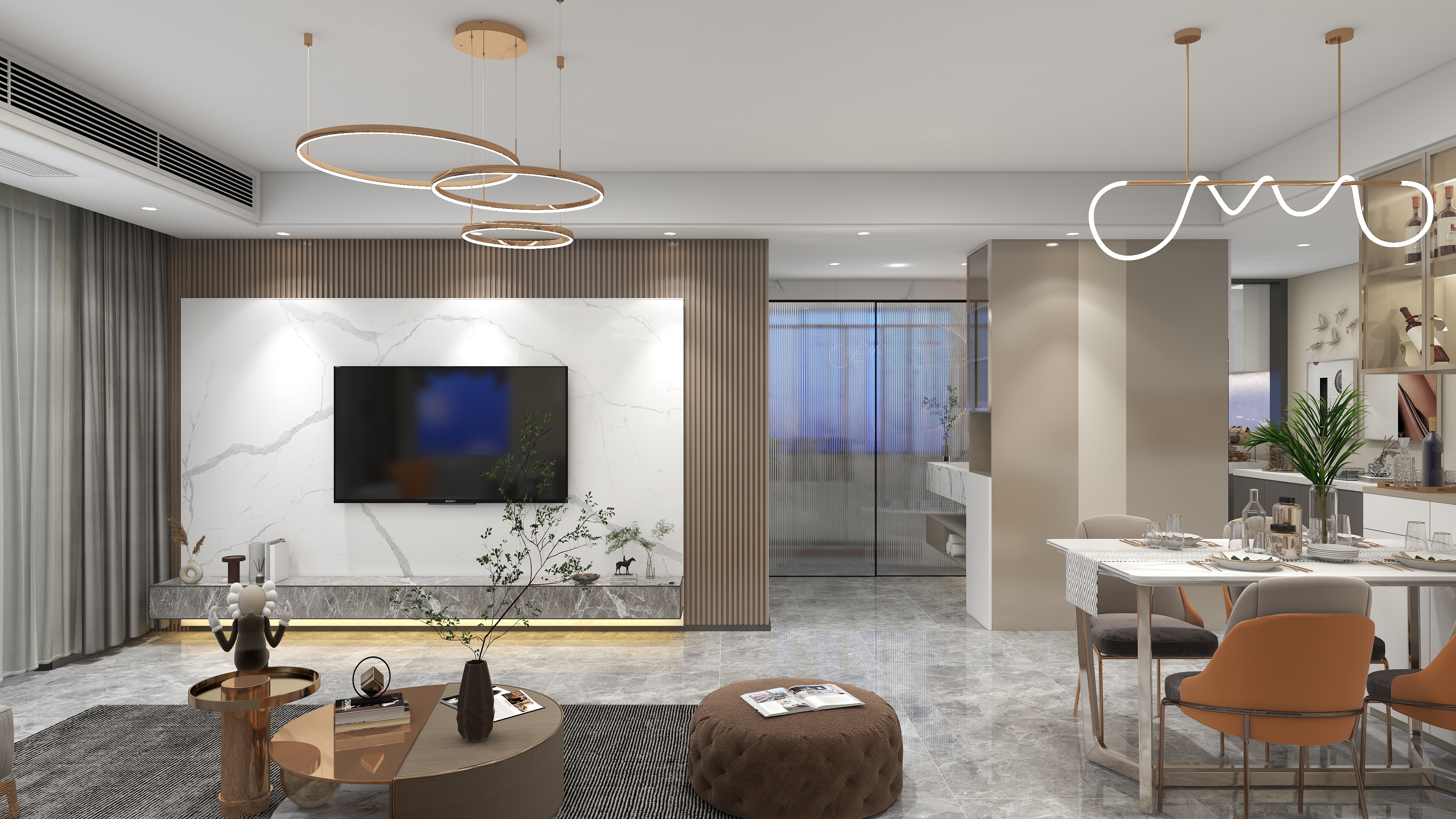 绿通国际设计-127三房简约风装修效果图