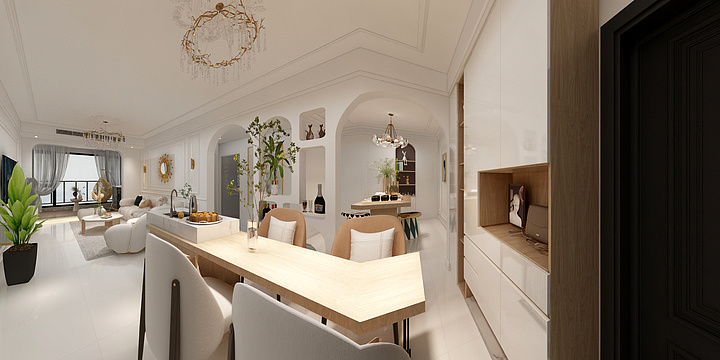 设计潇@95-合生滨海城3-3-02法式户型-装修设计方案