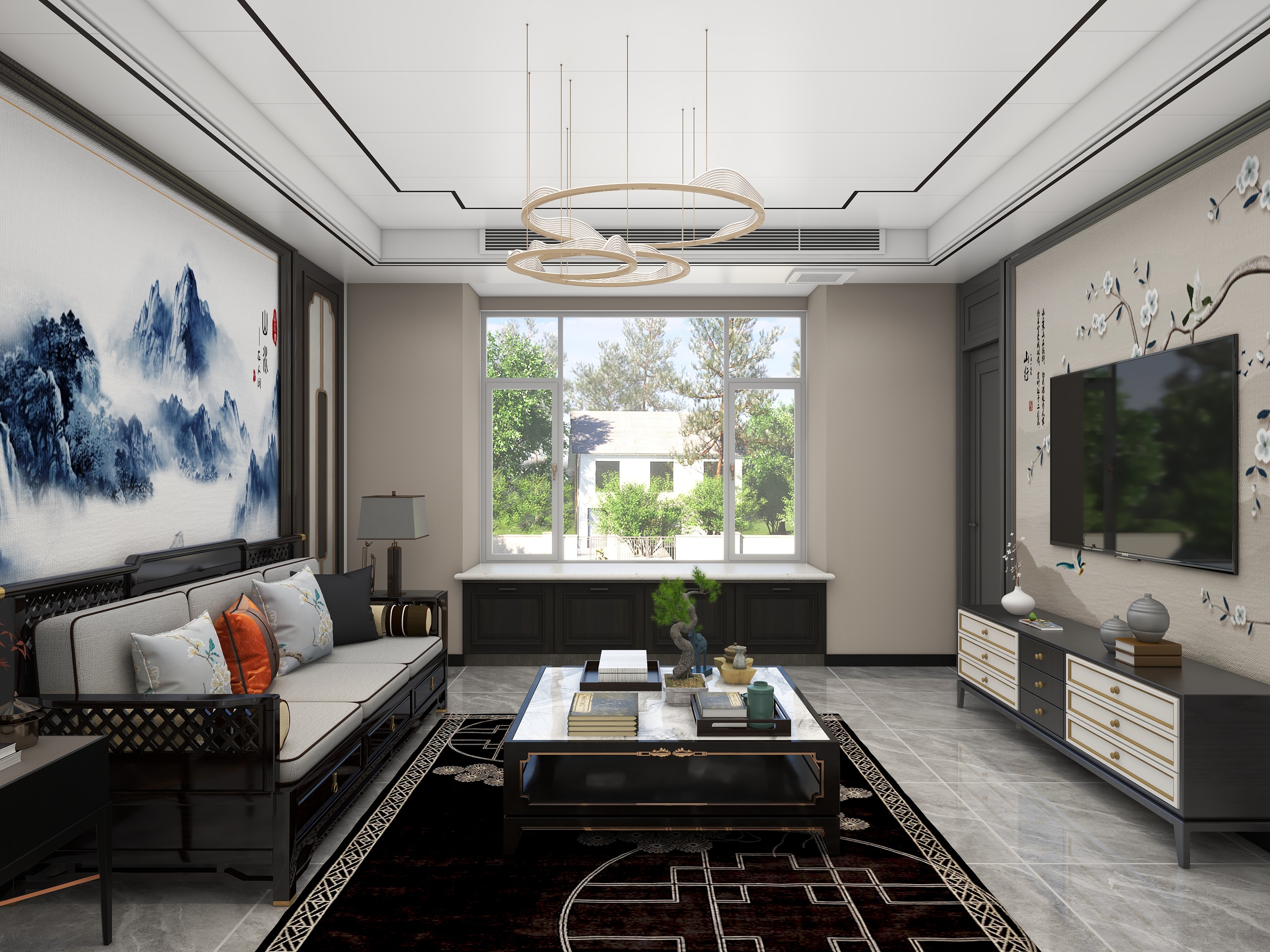 吴爽-新中式风格两室设计装修效果图