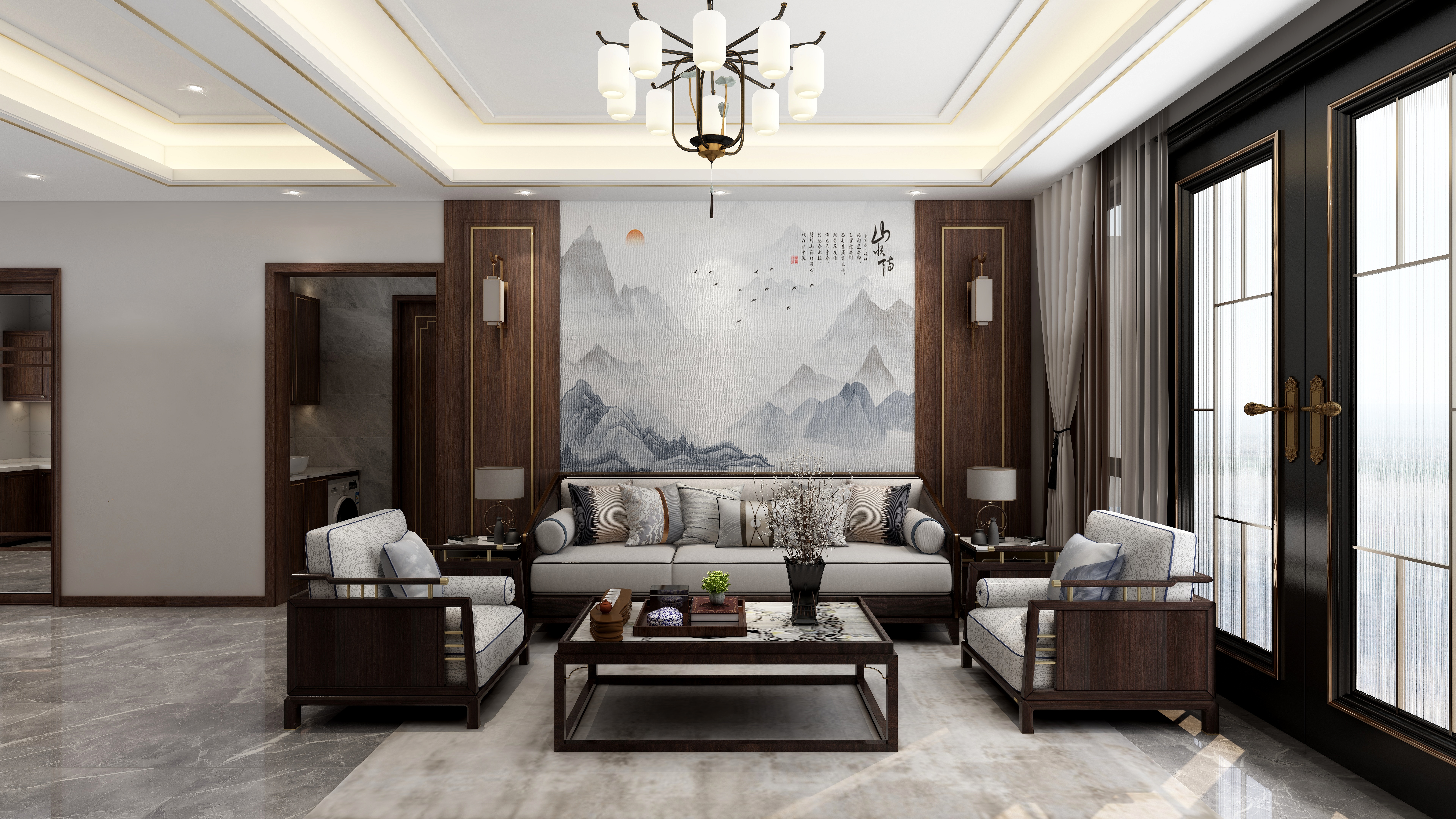 连瑞雪-复式新中式360m²装修效果图