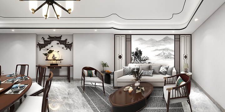 柒柒效果图-0828新中式效果图-装修设计方案