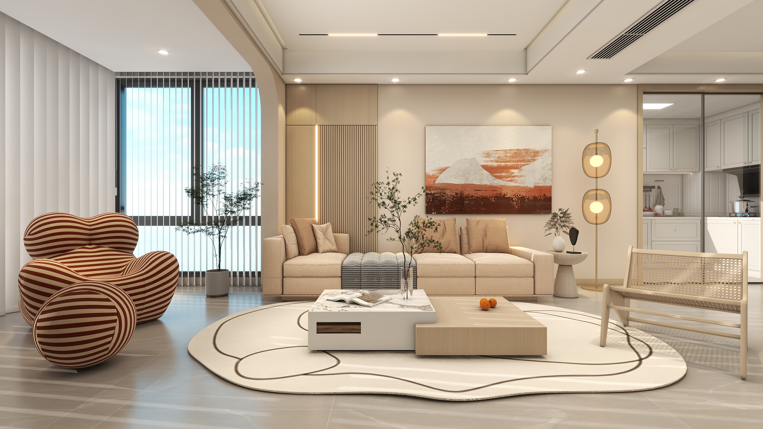 李青越-115方奶油风三居室装修效果图