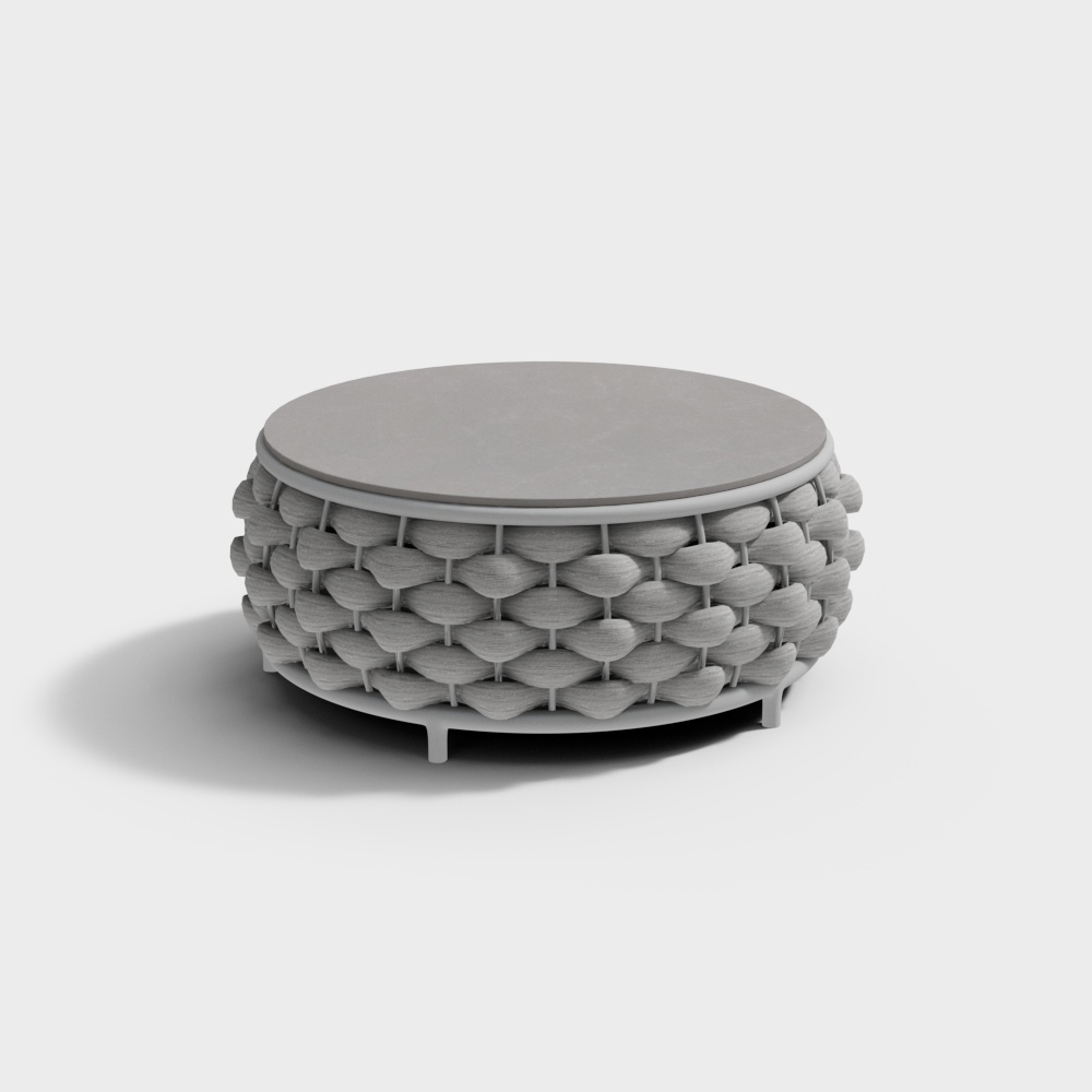 Tatta Sintered Stone-top Round Coffee Table with Textilene Rope Woven Base
