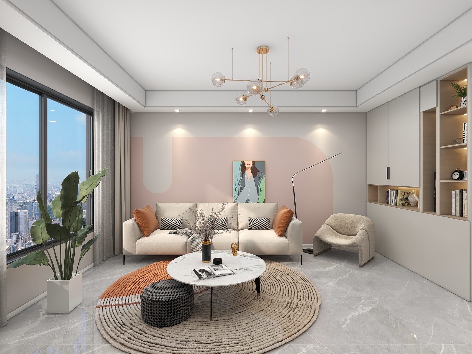 吴爽-北欧风格三室设计装修效果图