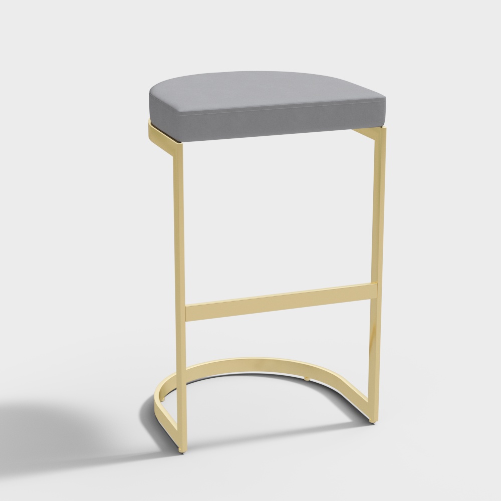 Modern PU Leather Gray Counter Height Counter Stool Home Counter Stool with Gold Frame