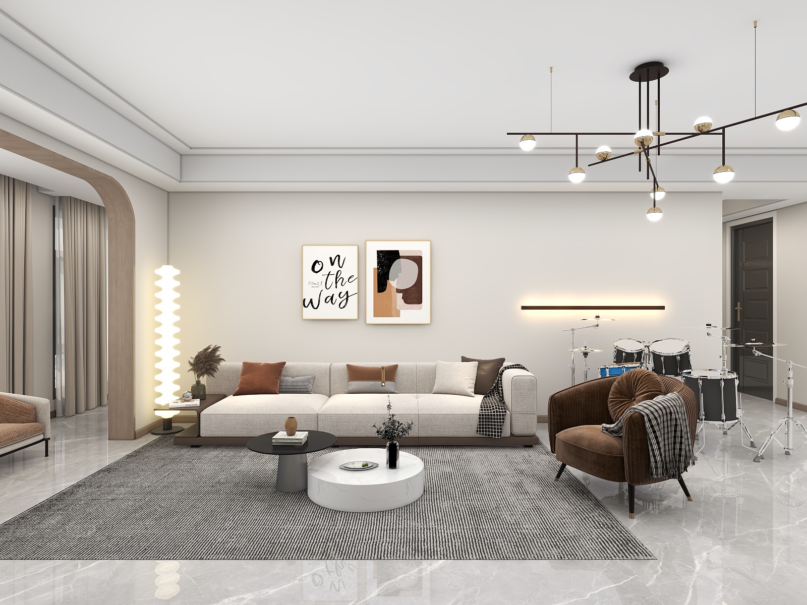 100元设计方案-124平米现代简约风格两室装修效果图