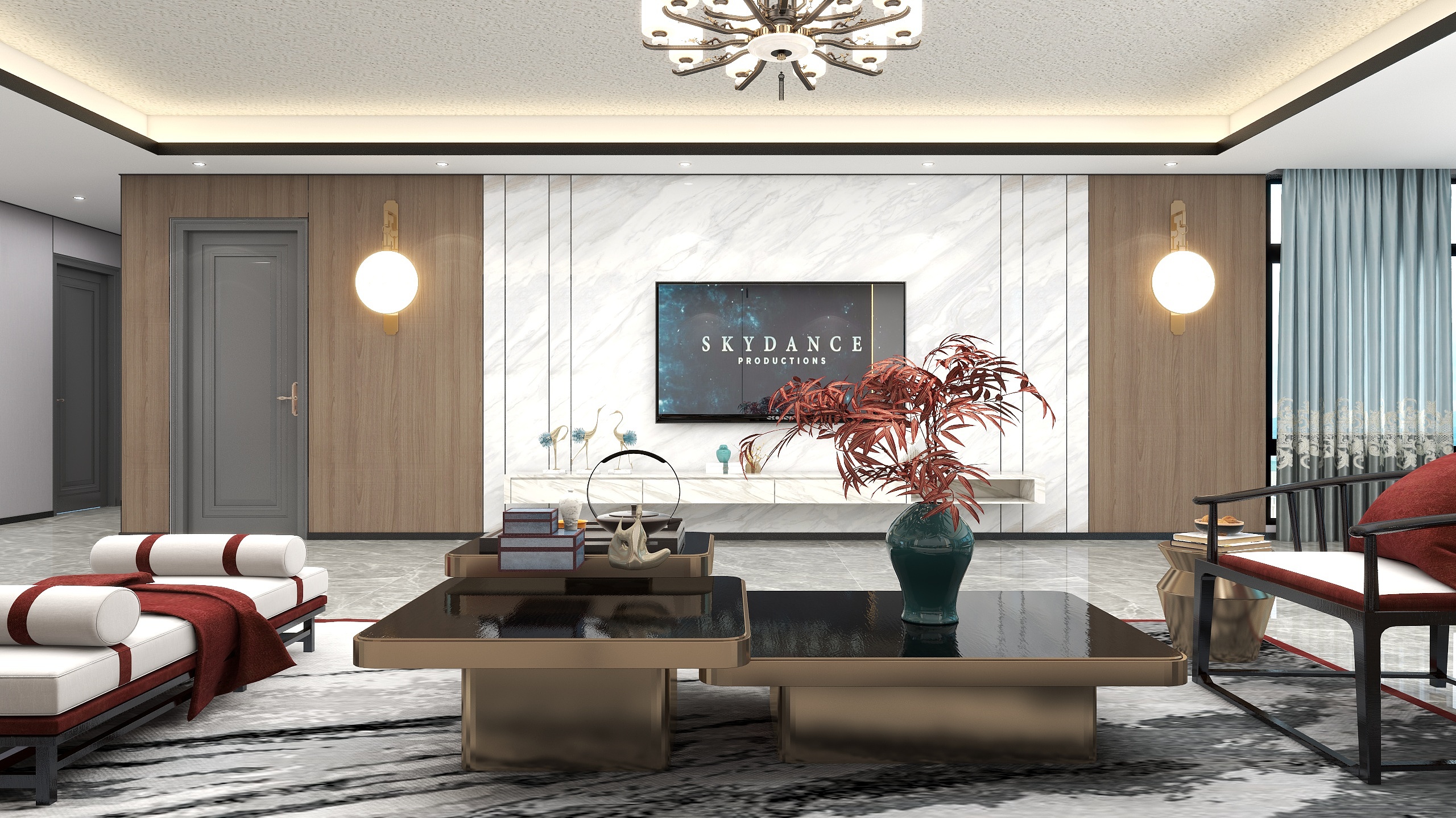 护墙板效果图设计-盘古客餐厅方案2——墙板吊顶-装修设计方案