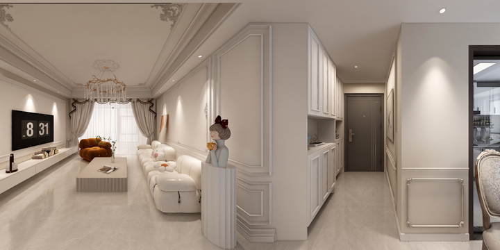 全案设计彭维-世纪华府奶油法式风两居室-装修设计方案