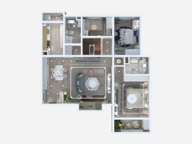 湛智华-法式复式237平4房装修俯视图