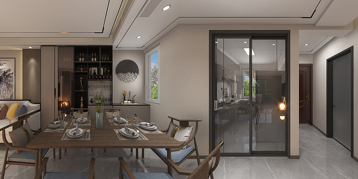 雨点斜飘-张店·鲁商中心·学林府20-1-502-装修设计方案