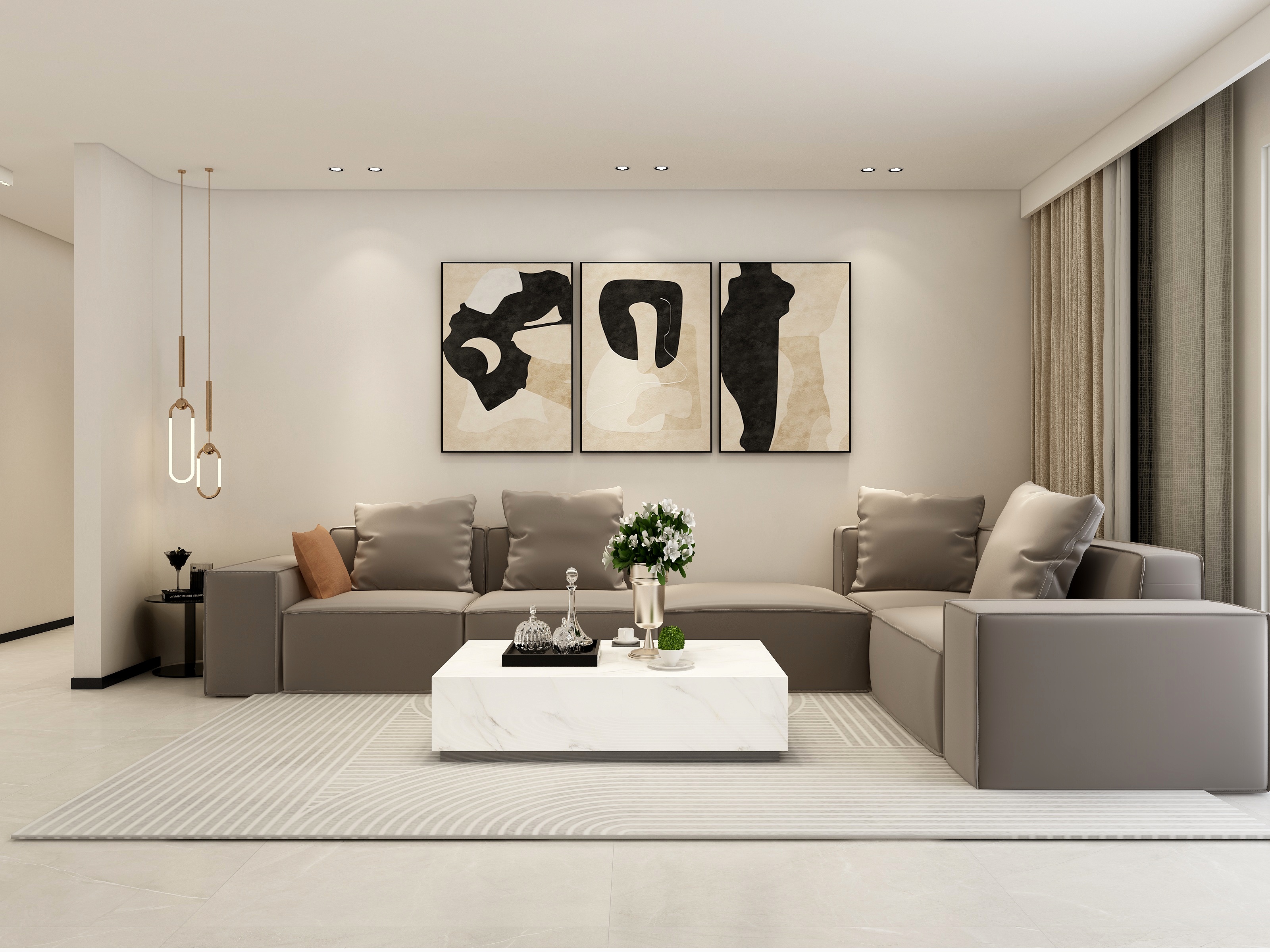 李佳洋-320平方洋房极简风装修效果图