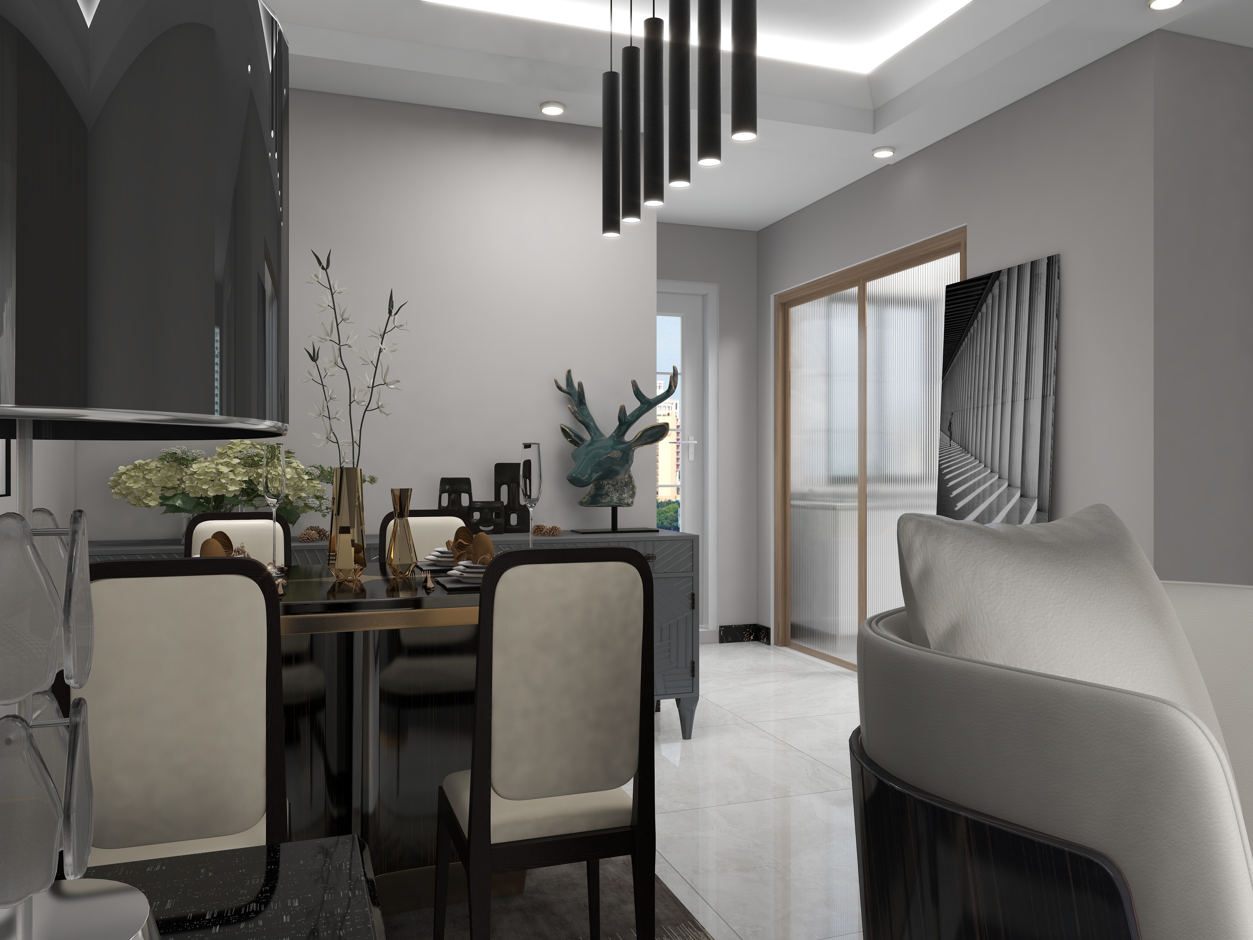 鹤炎-【灰粉】-81平现代风-装修设计方案