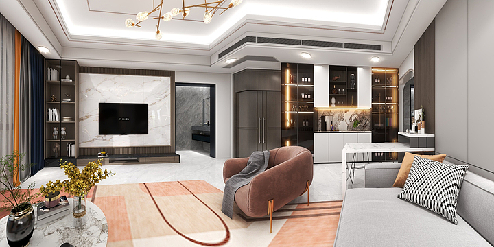 设计师温良-龙亿农业办公室-公寓套间效果图-装修设计方案