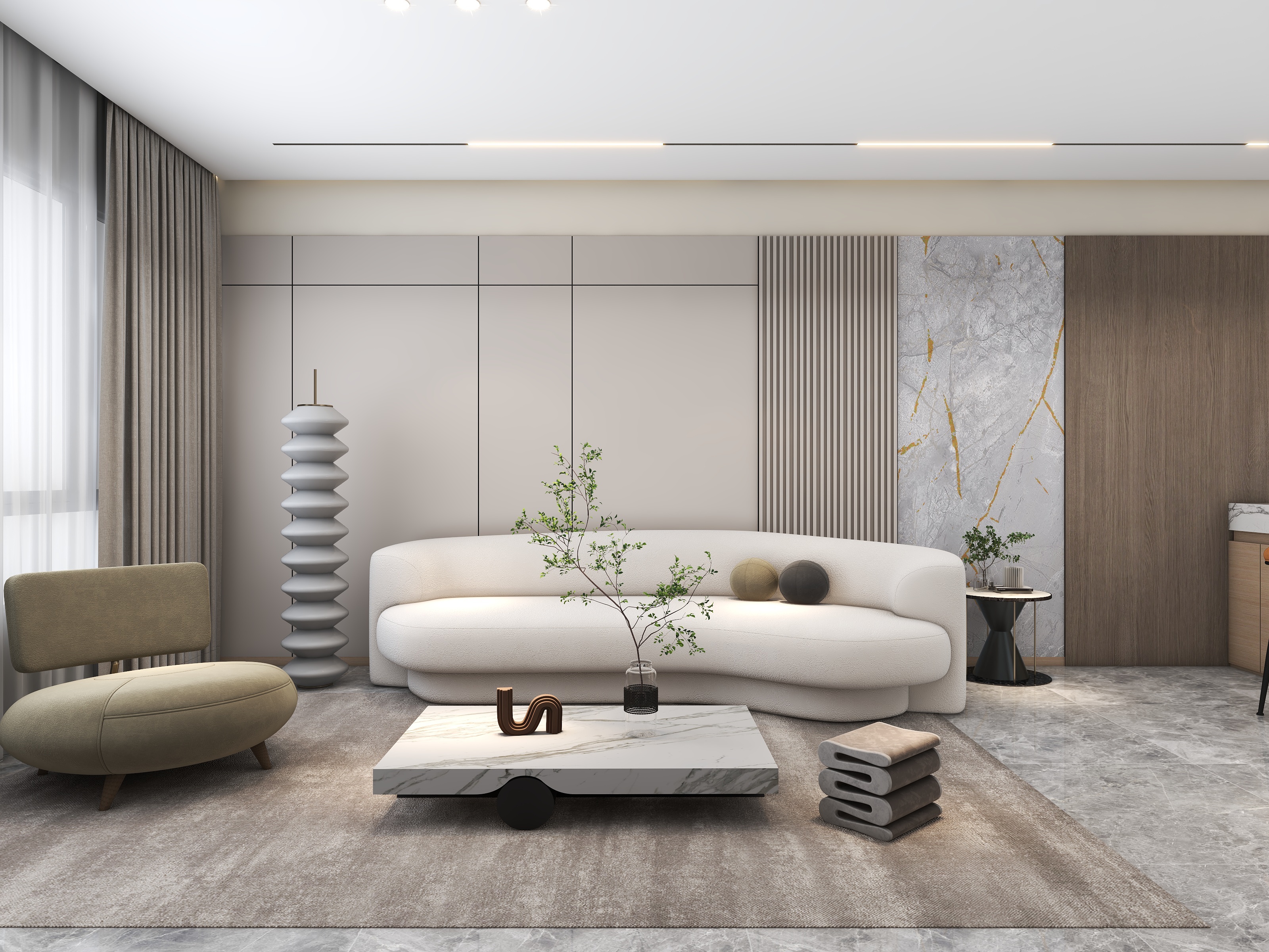 吴爽-119方现代简约风格两居室装修效果图