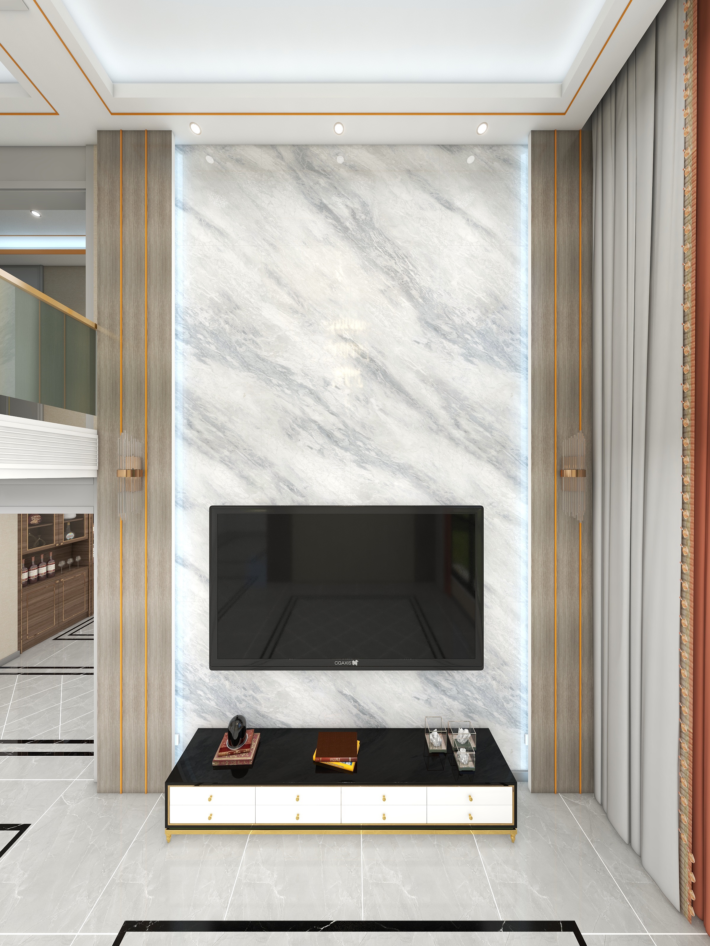 陕西秦峰伟业建设工程有限公司-轻奢风格-别墅户型-装修设计方案