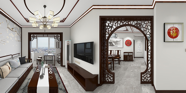 风火林山设计-美景国际现代城-推拉门深色-装修设计方案