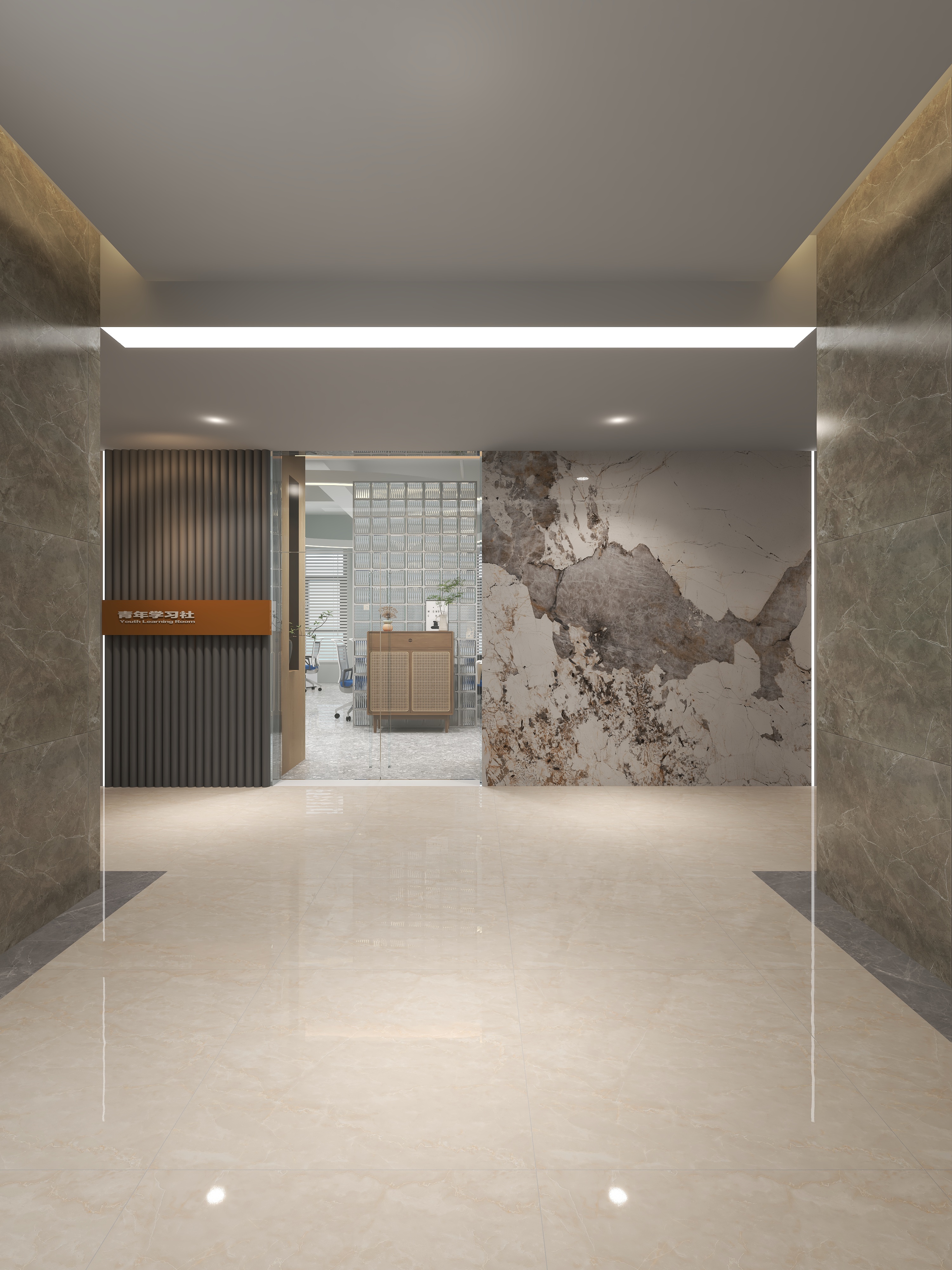 蓝调的故事-招商.依云国际124方现代简约办公室-装修设计方案