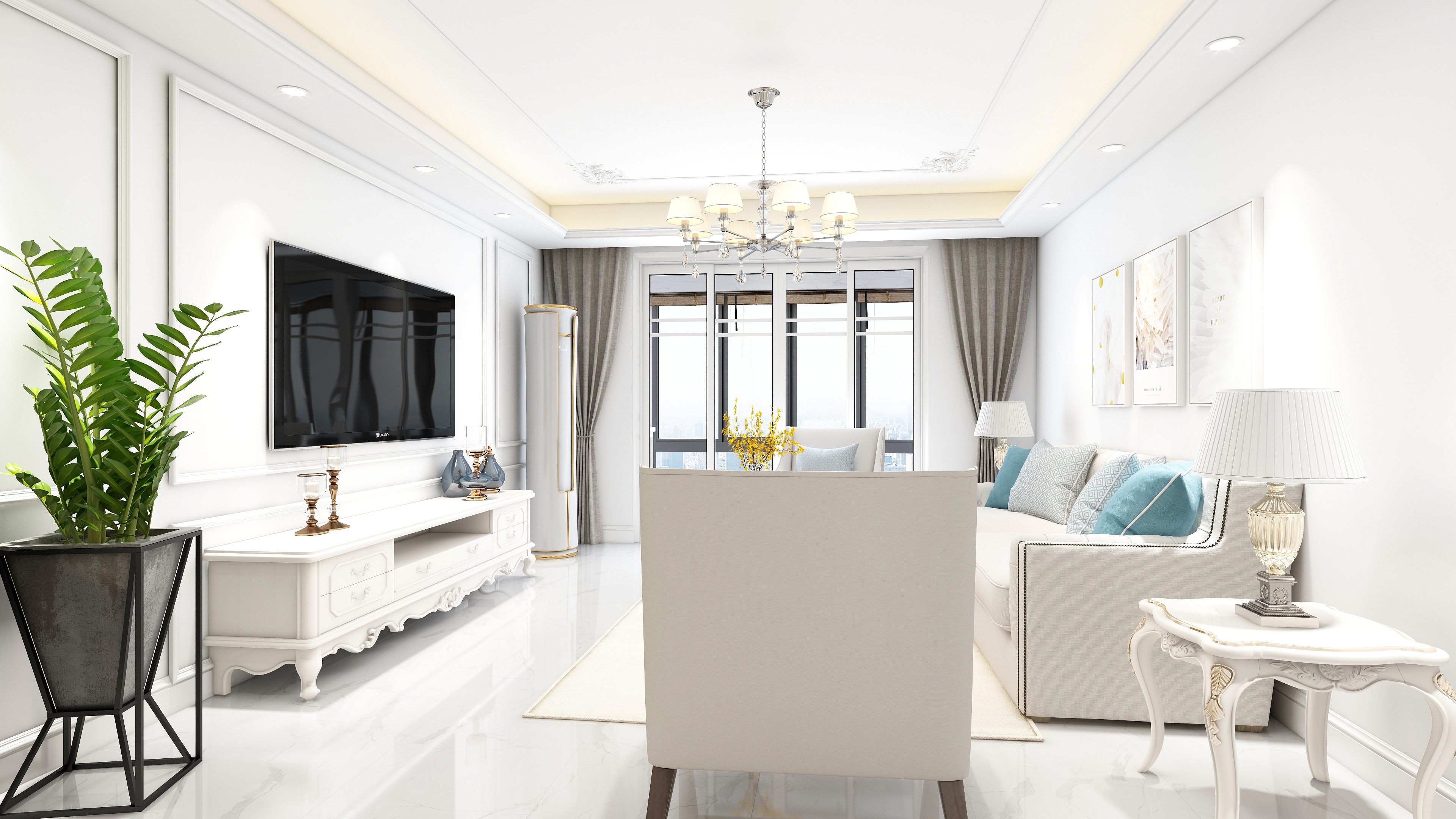 中沪红马赢装潢-品然整装-轻奢三居室，居家会友的首选装修效果图