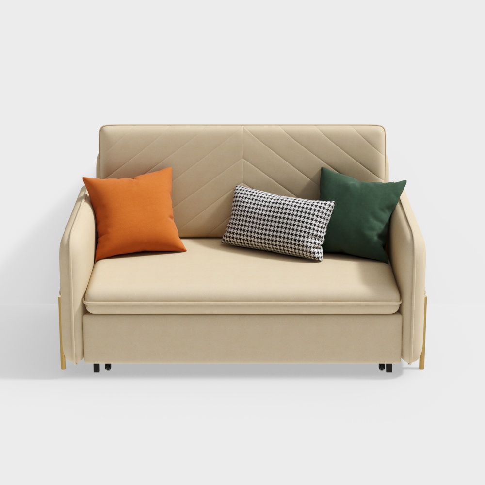 1360 mm großes, beiges, gepolstertes ausziehbares Sofabett mit Stauraum