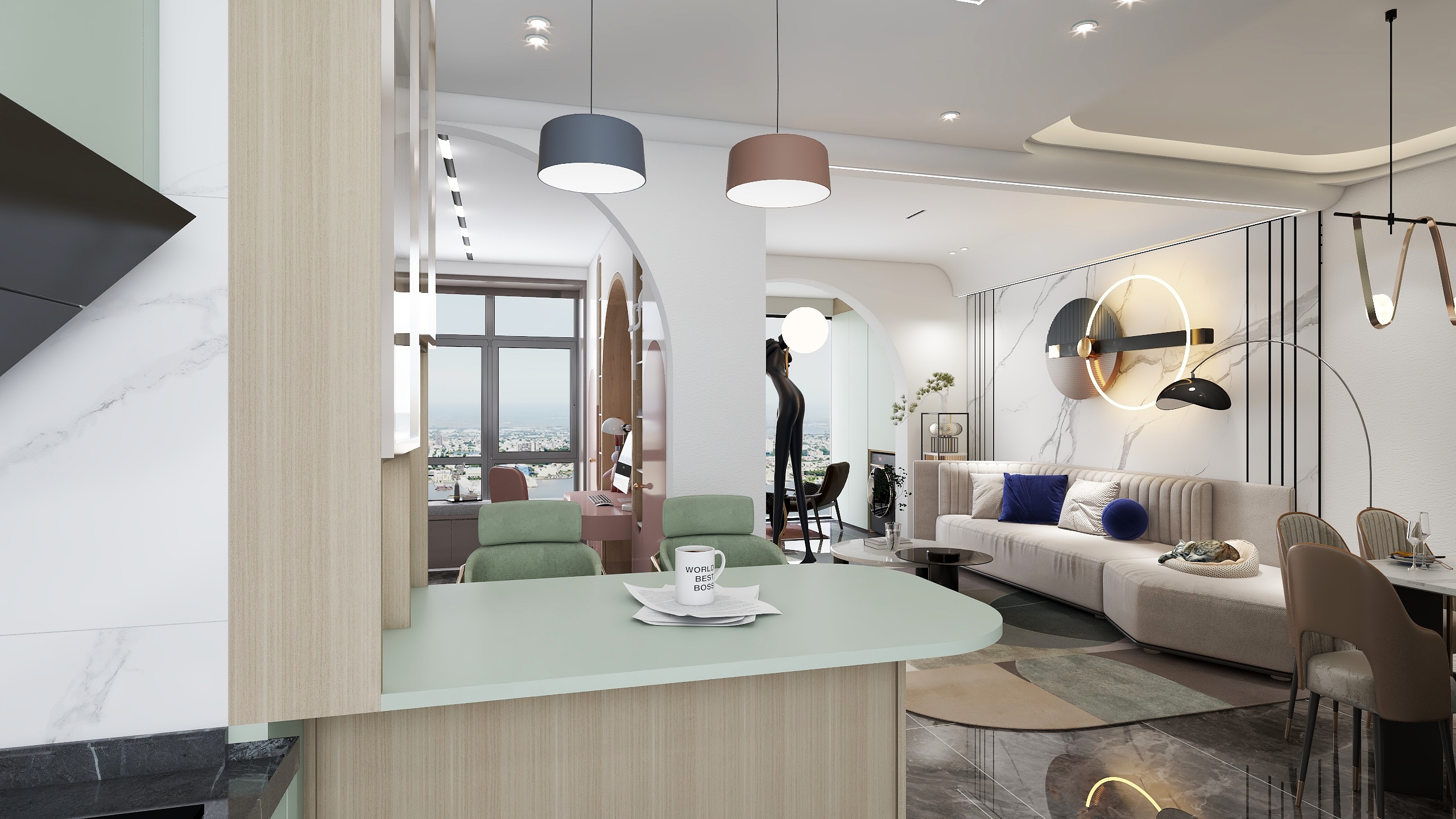 傅逍遥-德信海德公园83.00㎡A2’3室2厅1卫1厨-装修设计方案