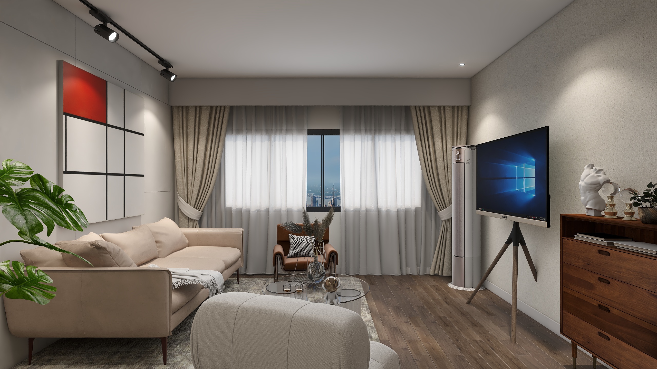 阿贺设计笔记-王力安防 ▏简约风单身宿舍万菱君临国际公寓69平装修效果图