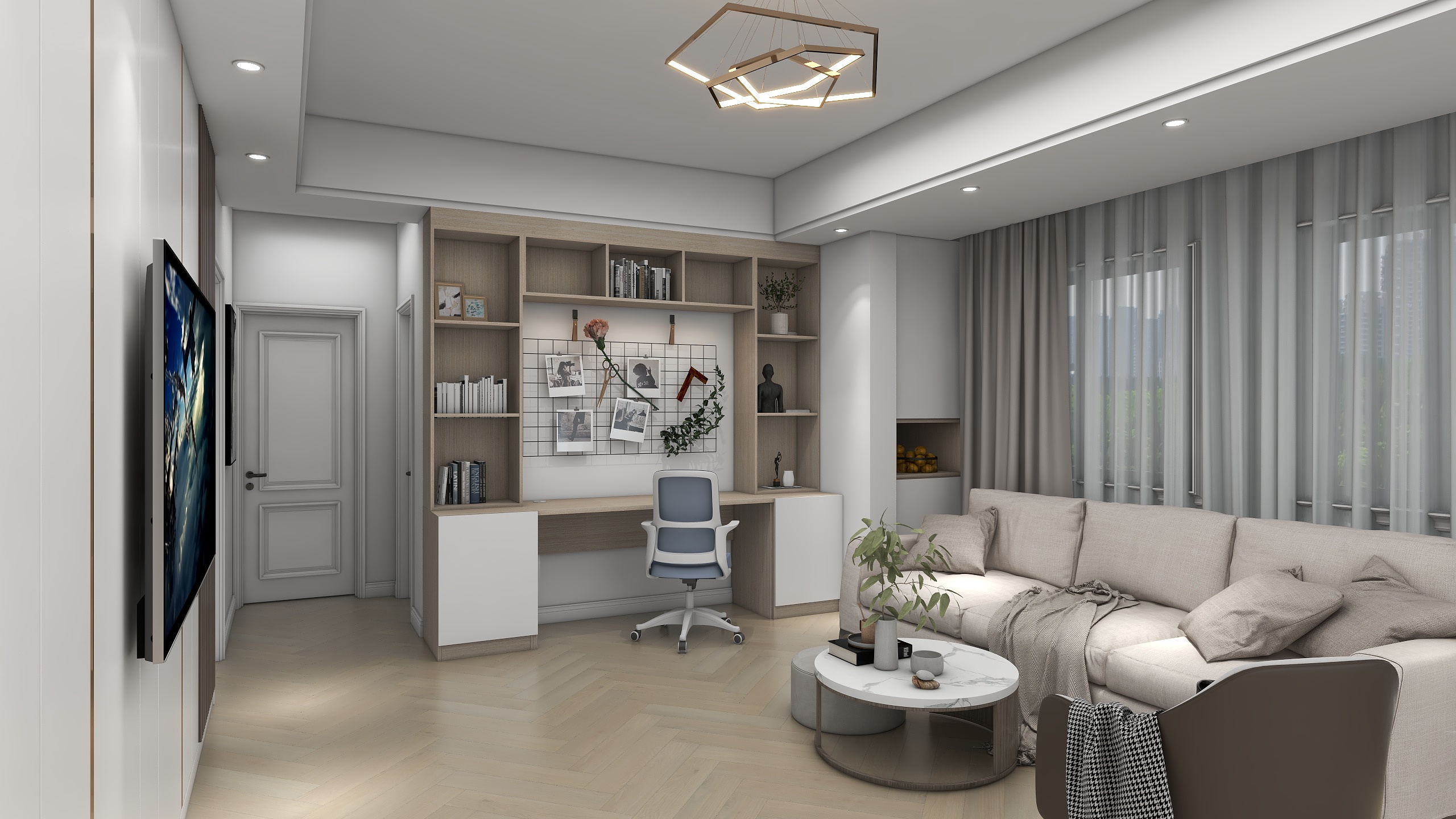 千灯客栈-瑞和园89.50㎡B户型3室2厅1卫装修效果图