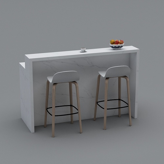 Breakfast Counter 3D Model in Black Color