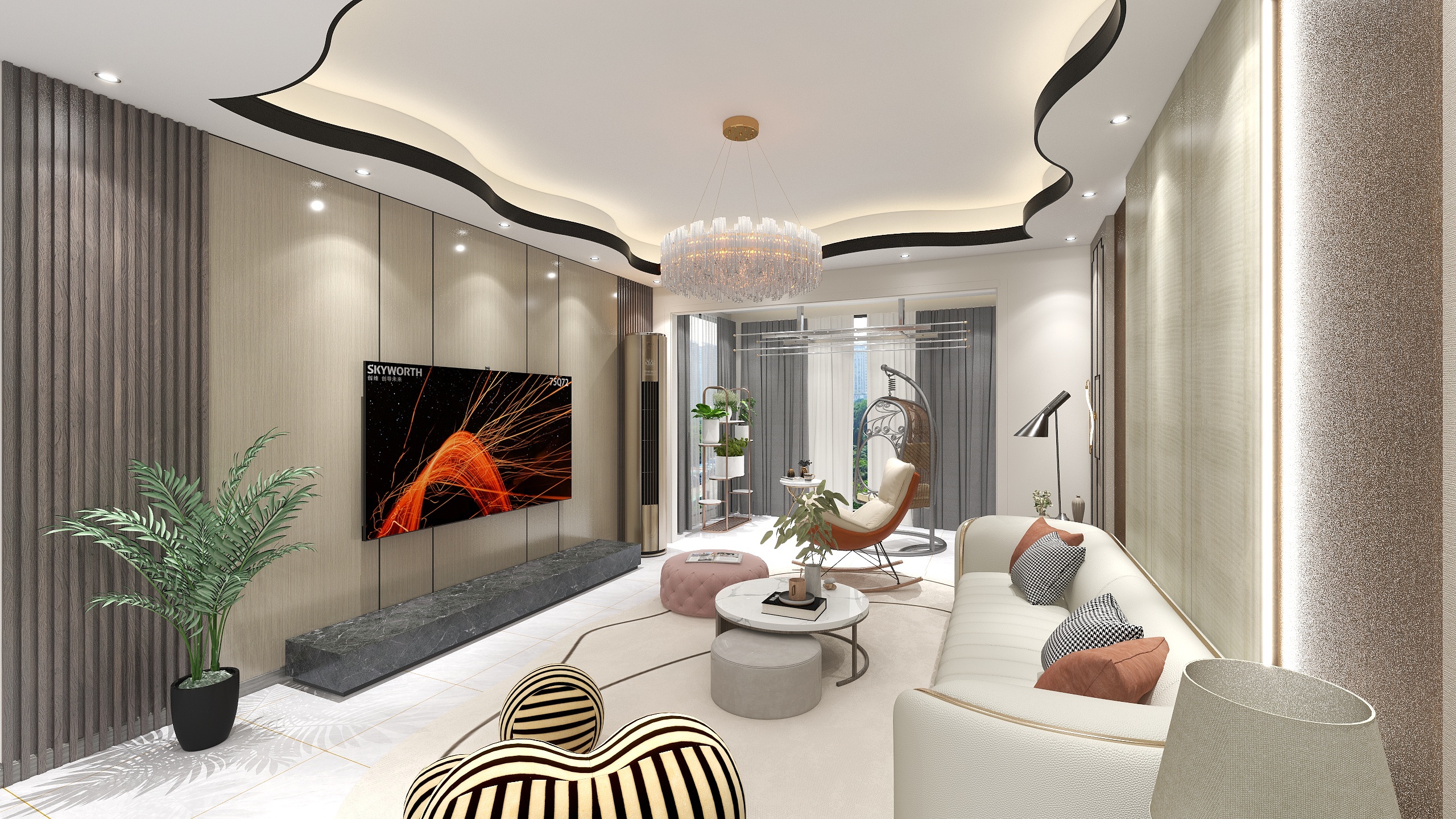 奶一口泡芙-《碧桂园生态城》现代三居室装修效果图