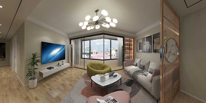 美丽家家居-悦瀾府现代奶油风-学习1-装修设计方案